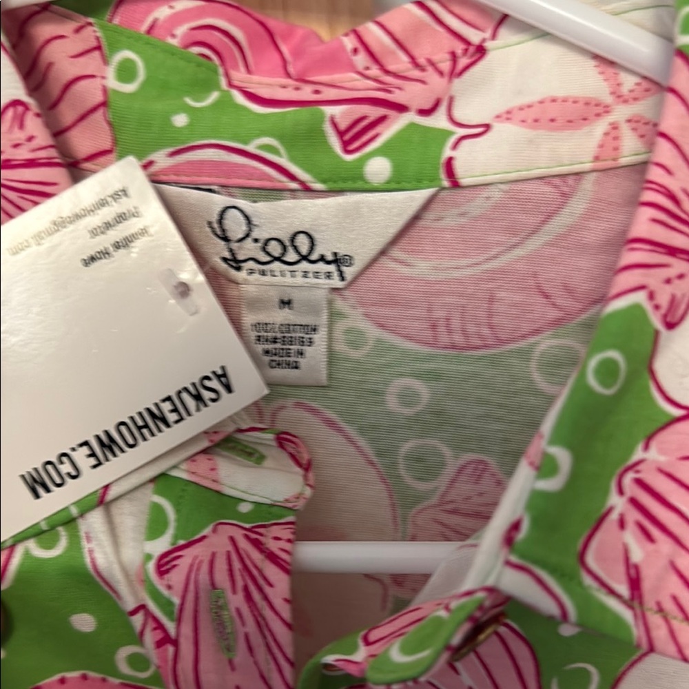 Lilly Pulitzer Pink and Green Floral Shirt